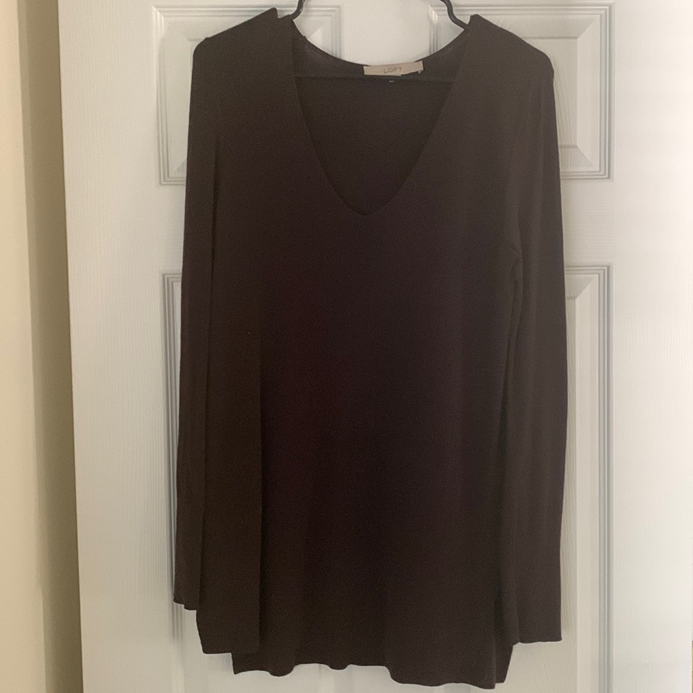 Loft long sleeve blouse in dark maroon, size extra small.